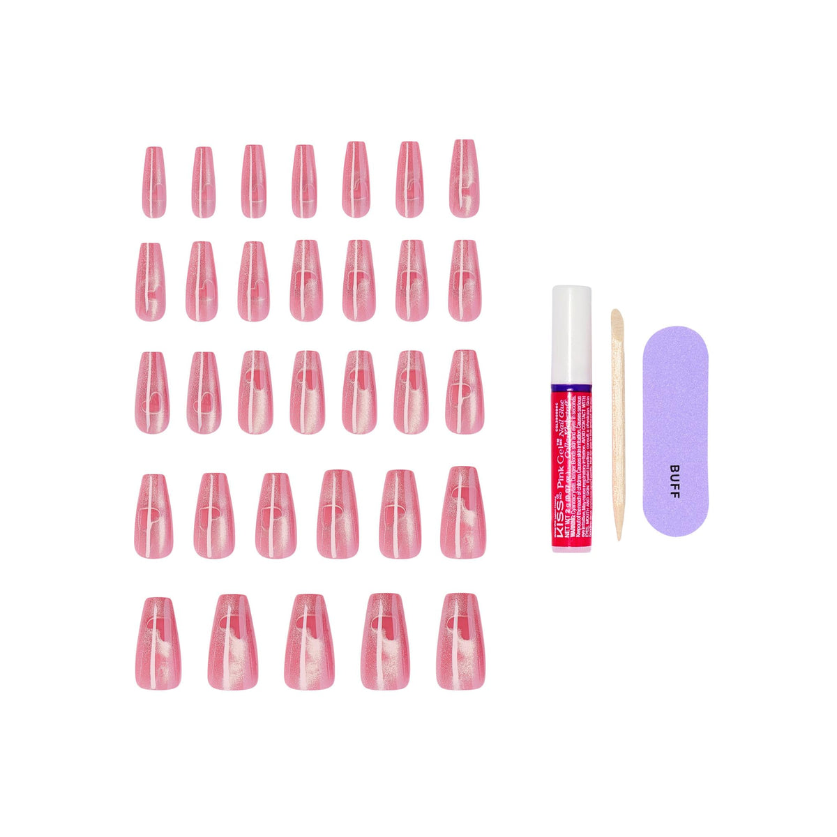 KISS nails held in hand to show true length and scale for styling