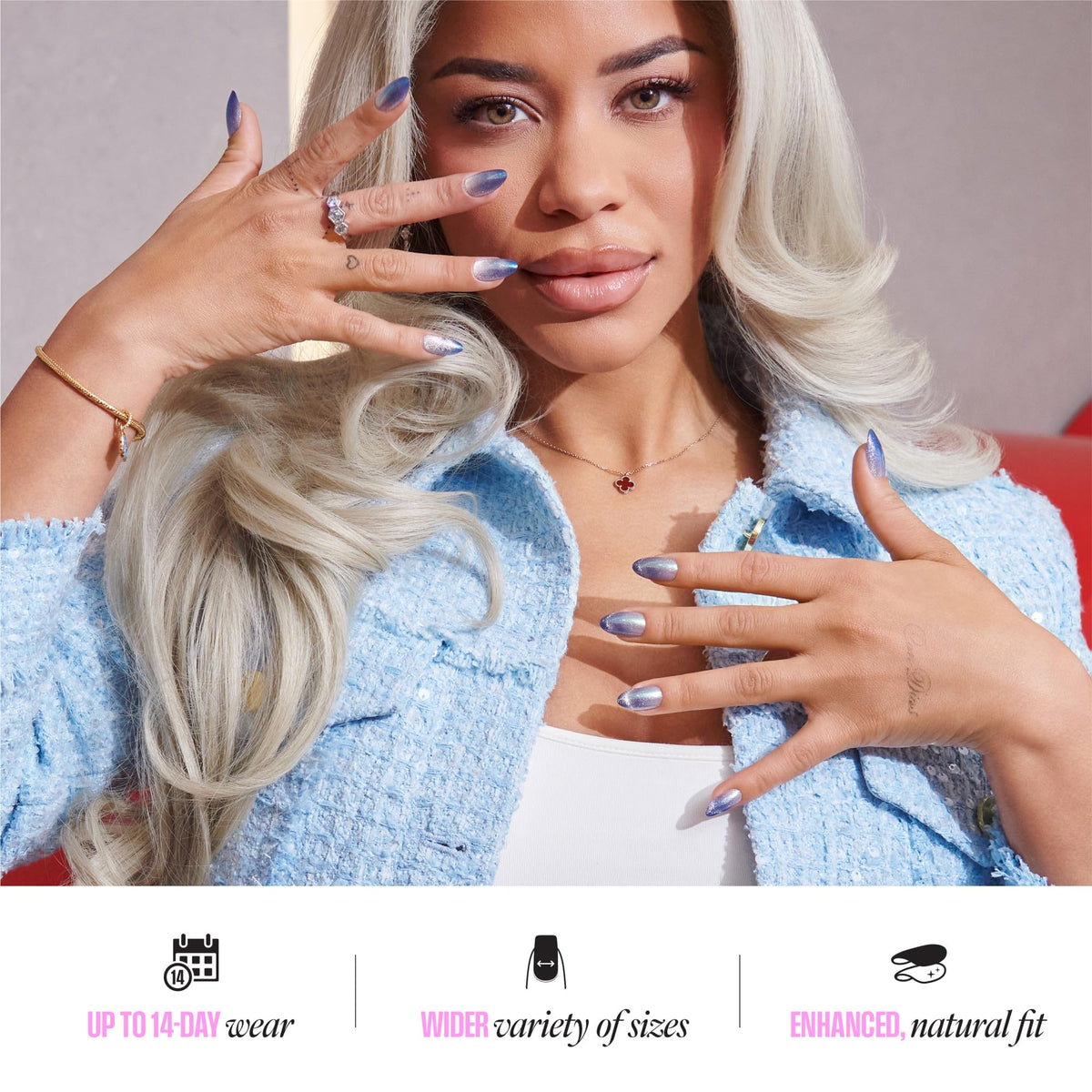 KISS layout comparing nail sizes to help pick best fit for each finger