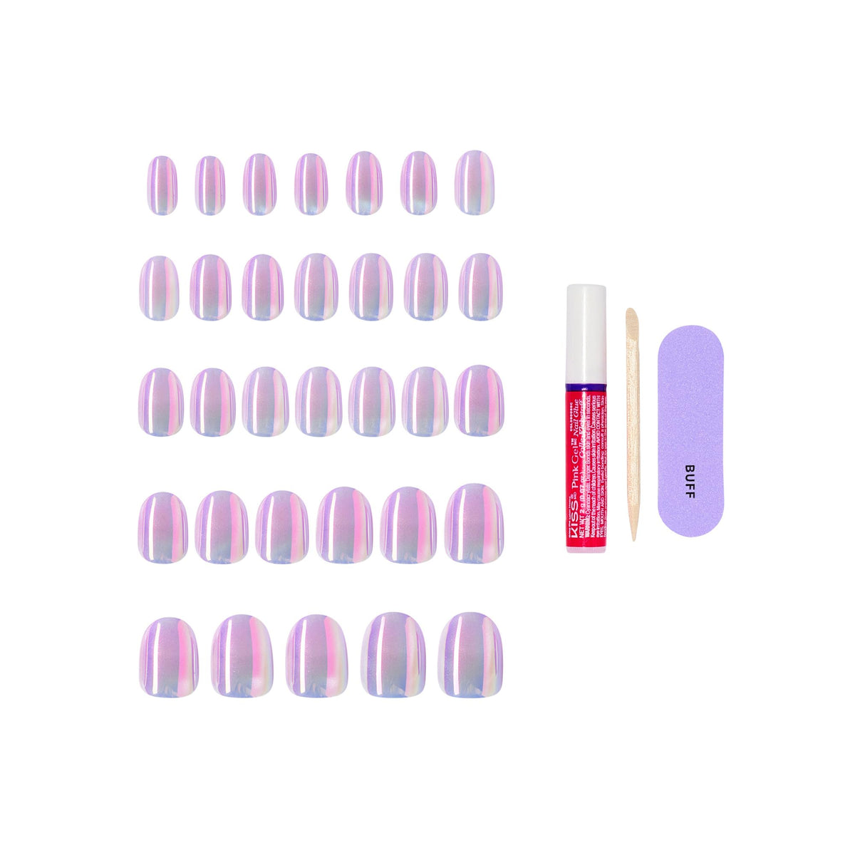 KISS spread of 32 nails displayed to show size variety for a better fit