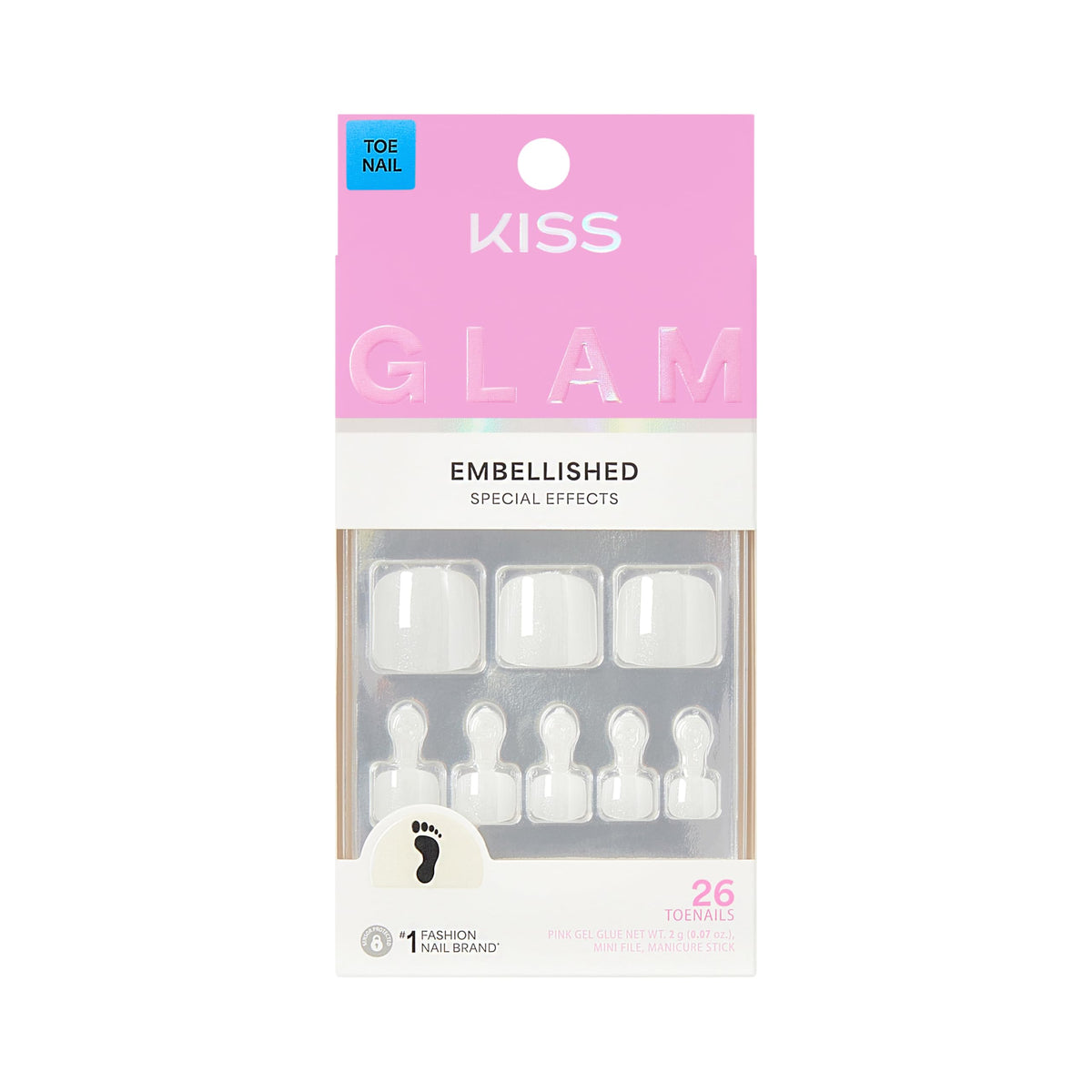 KISS Glam front packaging showing white twinkle toes kit and benefits