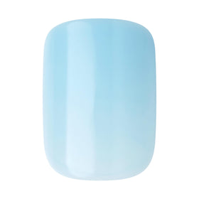 KISS imPRESS applied on hand showing cloud blue nails and instant polished appearance