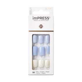 KISS imPRESS front packaging showing manicure kit and color mix for quick application