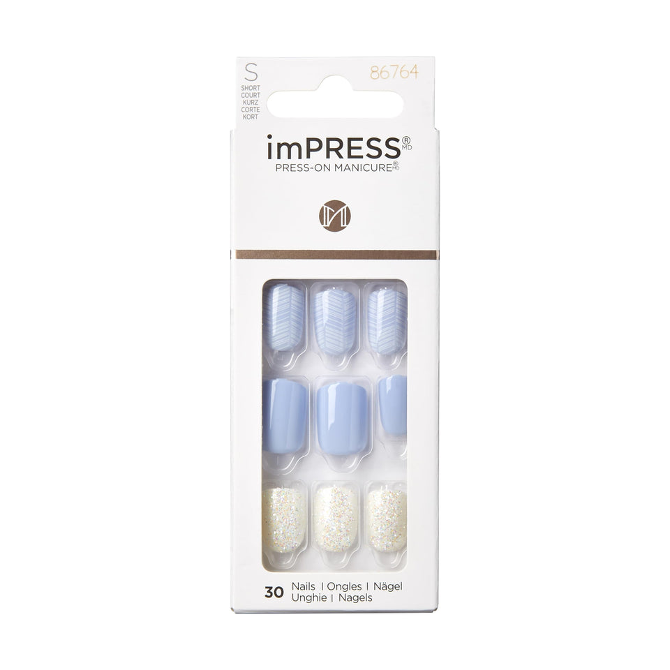 KISS imPRESS front packaging showing manicure kit and color mix for quick application