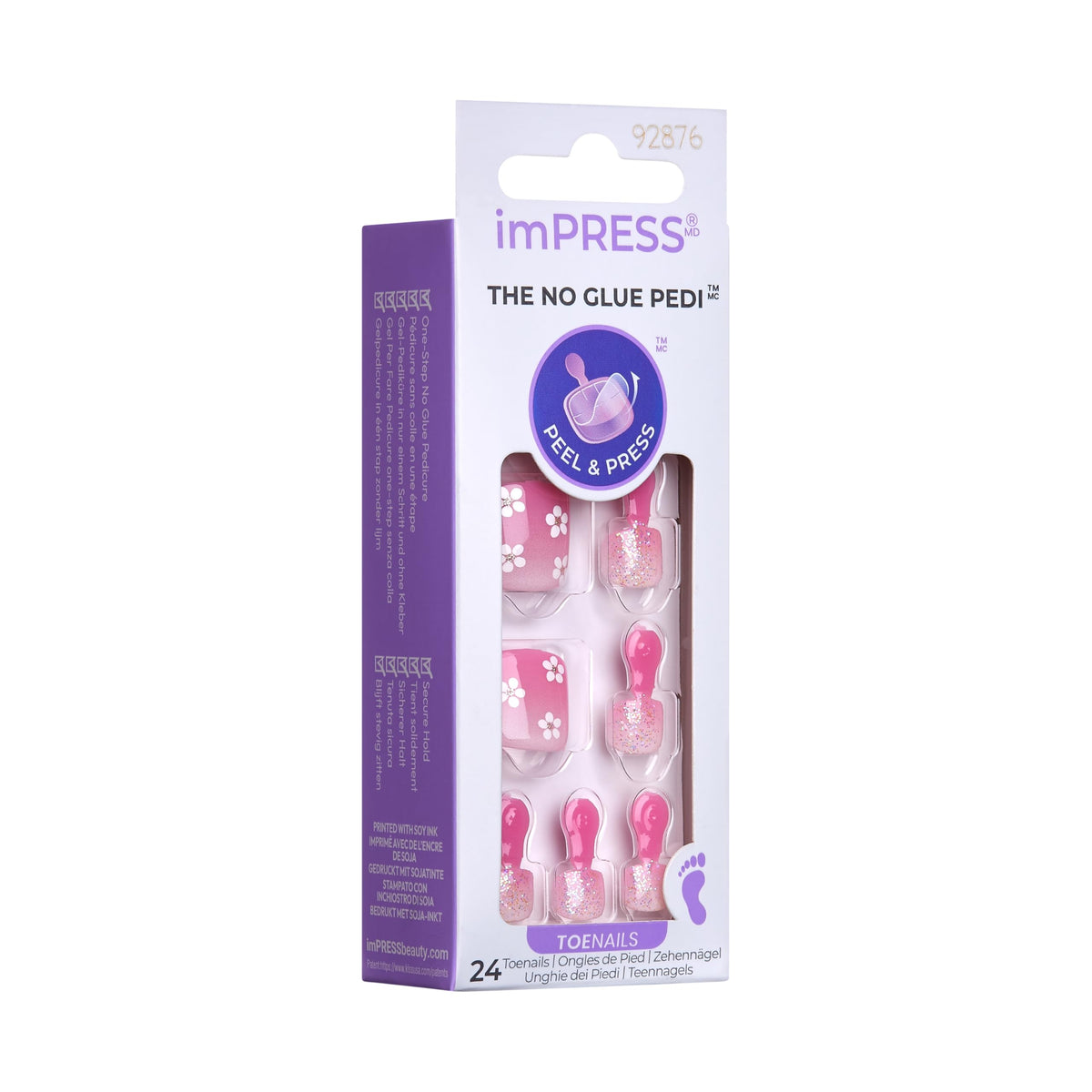 KISS imPRESS worn in open-toe sandal lifestyle scene for stylish, travel-ready pedicure