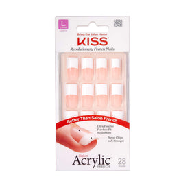 KISS front packaging showing long nude tips, quick salon-ready application