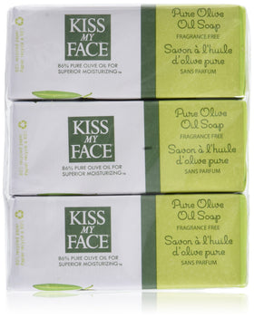 Kiss My Face front packaging showing six 8 oz bars and value pack convenience