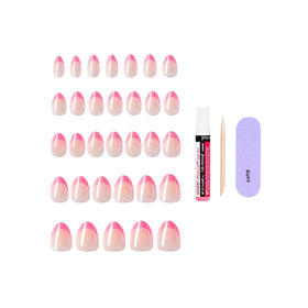 KISS applied nails on model hand demonstrating natural look and durable wear