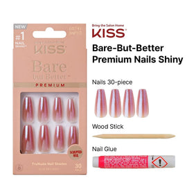 KISS kit contents with pink gel glue and manicure stick for easy application