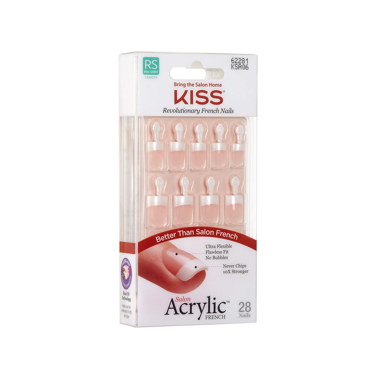 KISS close-up of French tip detail highlighting salon-grade smile line and polished finish