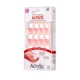 KISS close-up of a single acrylic French nail showing tip detail and durable finish