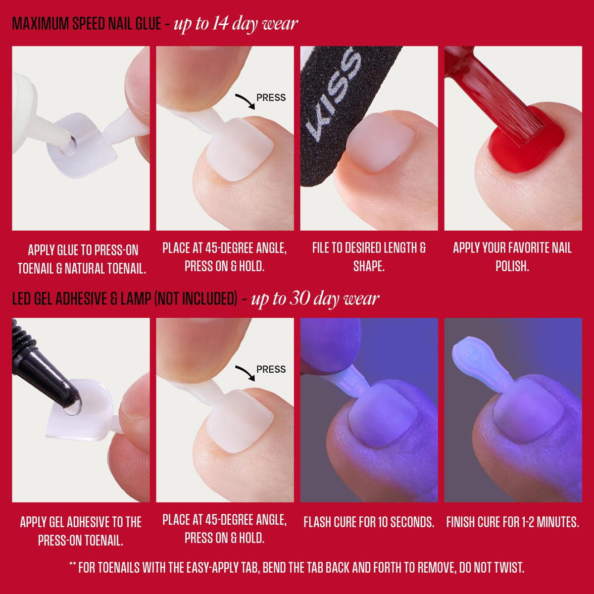 KISS demonstration of filing and customizing a toenail to show easy shape and length adjustments