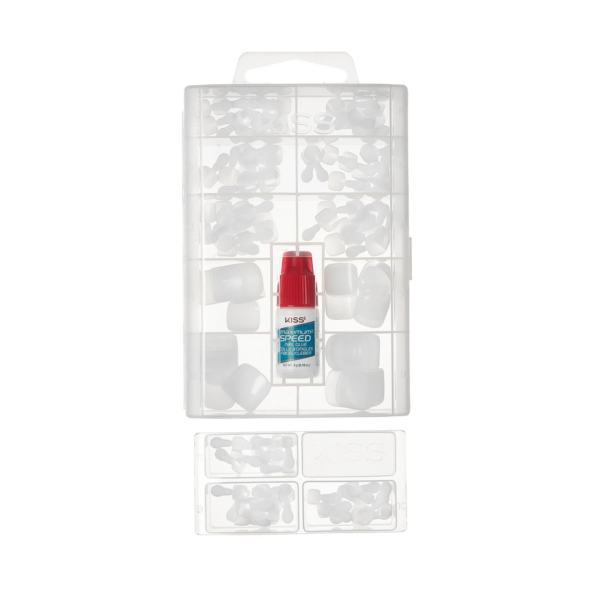 KISS nail glue tube detail showing 3g Maximum Speed Glue for fast, firm adhesion