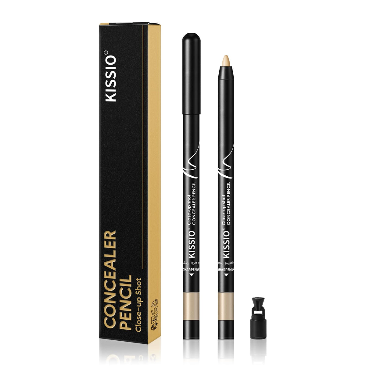 KISSIO concealer pencil front view showing compact design and easy grip