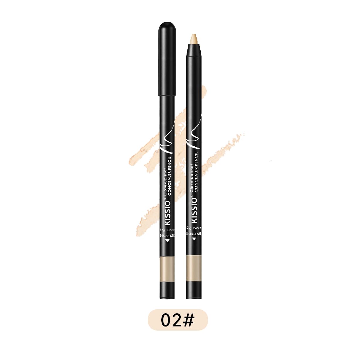KISSIO concealer pencil tip close-up showing creamy texture and precision