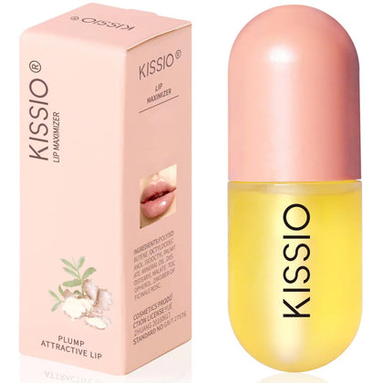 KISSIO front packaging showing compact plumping gloss, adds instant shine
