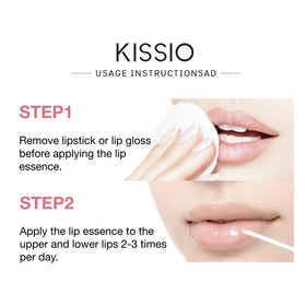 KISSIO lips before and after image illustrating fuller look and reduced lines