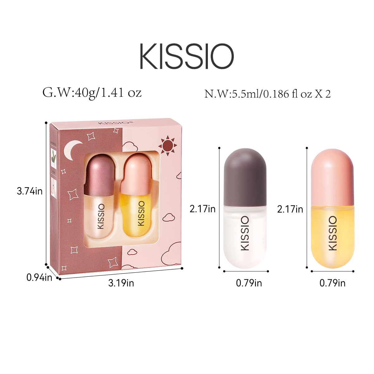 KISSIO tubes beside keychain showing compact size for on-the-go use