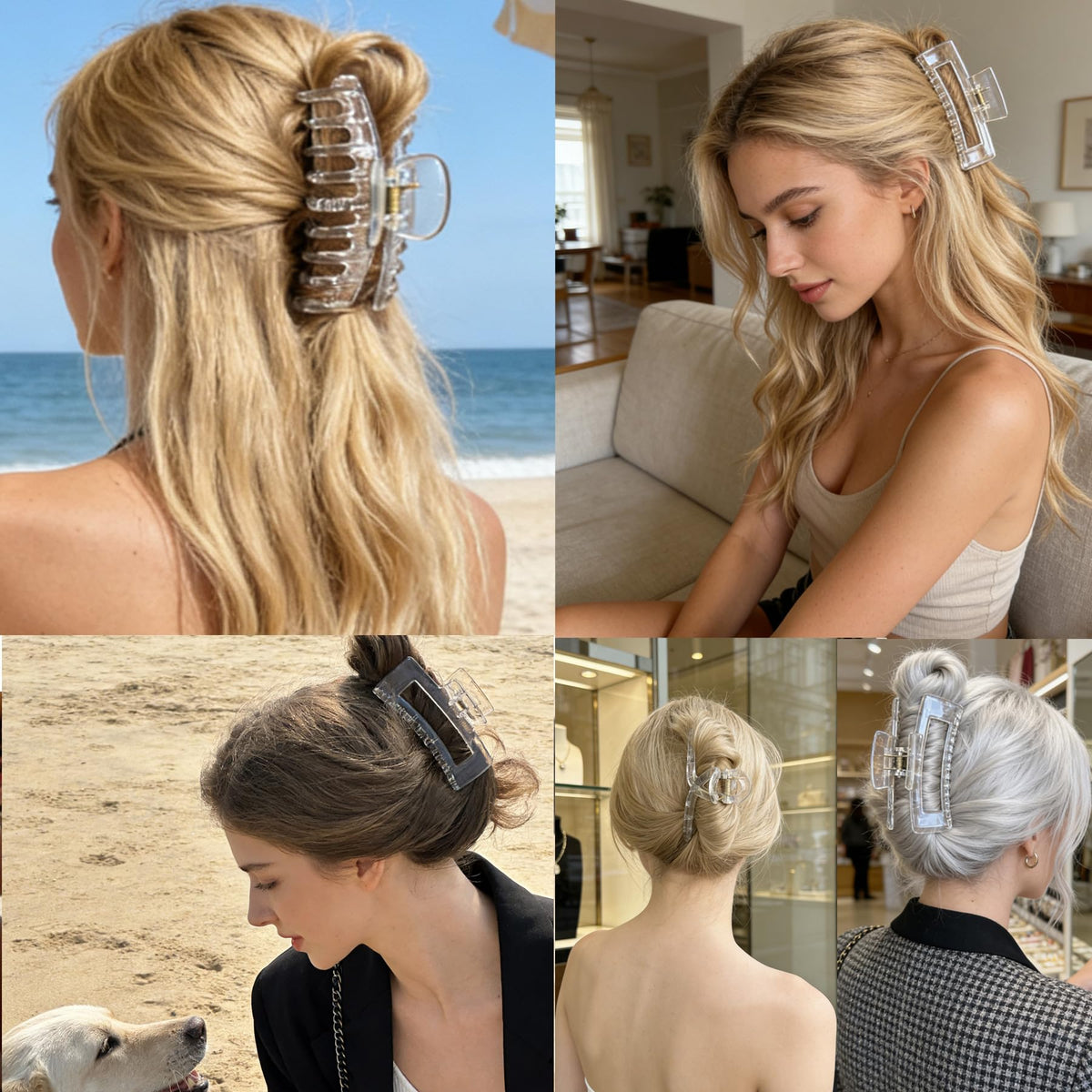 Kitiin banana clip shape showing curved design for comfortable low buns and ponytails