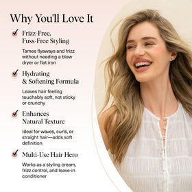 Kitsch being applied to damp hair to show smoother, defined waves benefit