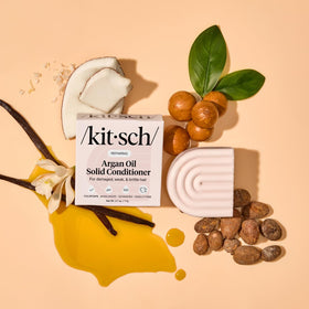 Kitsch argan oil conditioner bar packed in an eco travel kit for plastic-free trips