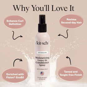 Kitsch argan milk held in hand demonstrating travel-friendly bottle and easy use
