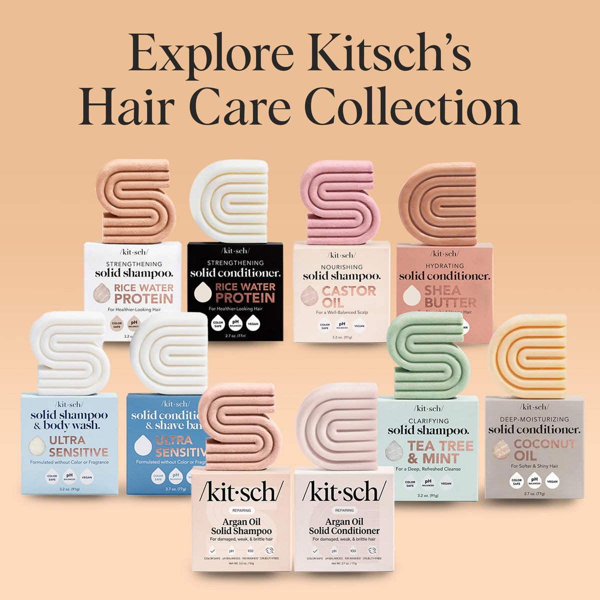 Kitsch shampoo bar after-wash result with shiny, smoother-looking hair for manageability