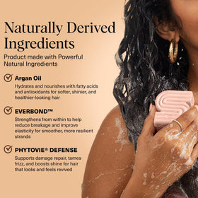 Kitsch shampoo bar held in hand illustrating compact 3.2 oz size for travel convenience