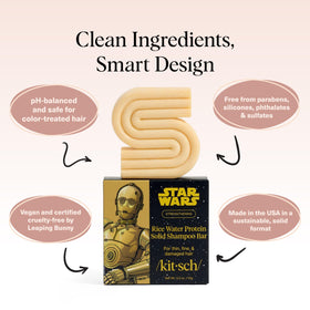Kitsch shampoo bar in hand showing size and convenient travel benefit