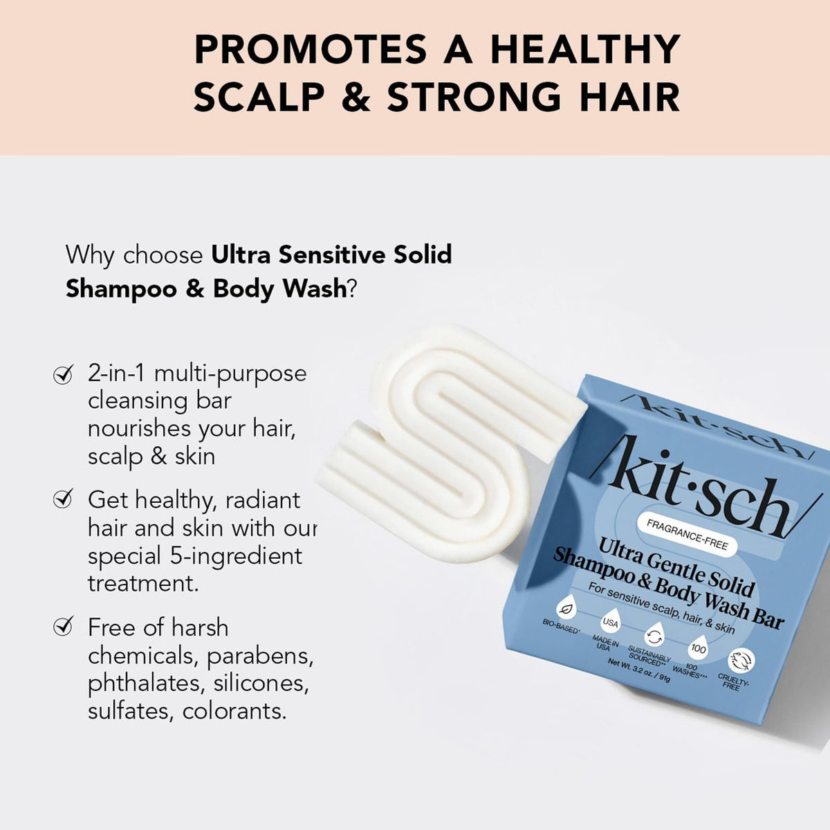 Kitsch bar producing lather to illustrate effective low‑irritant cleansing