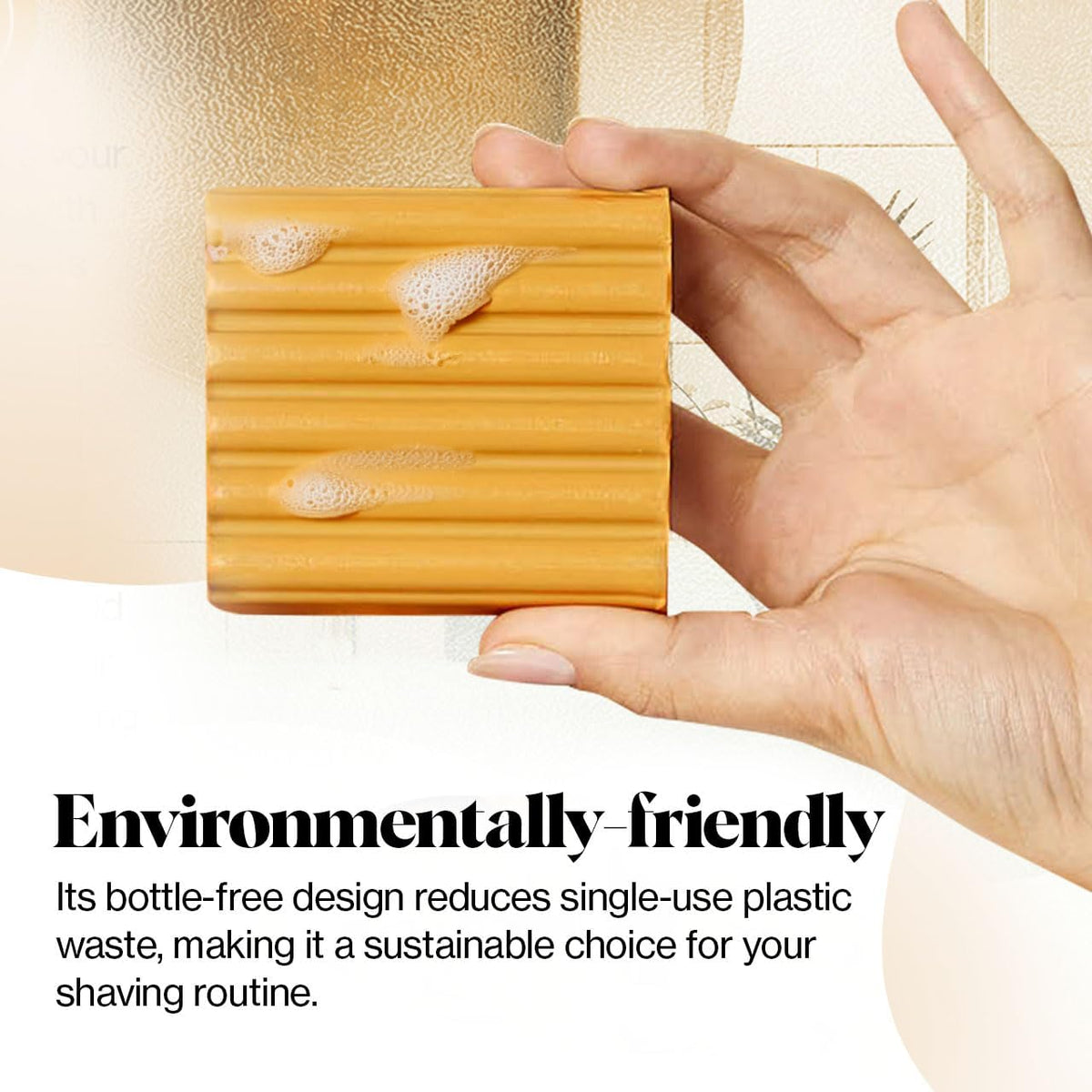 Kitsch soap in a clean bathroom lifestyle setting promoting sustainable routine