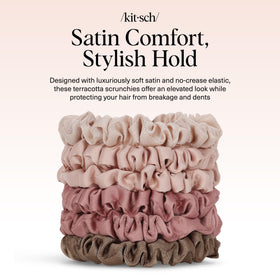 Kitsch scrunchie on bedside table and pillow, ideal for sleep-friendly hair care