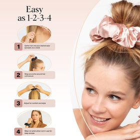 Kitsch scrunchie on bedside table illustrating comfortable overnight protection