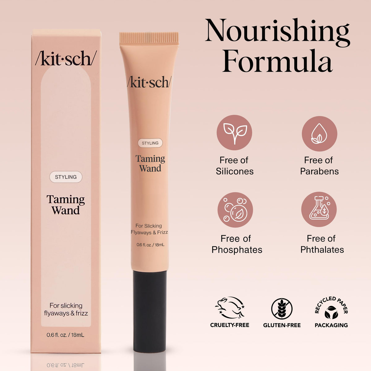 Kitsch before and after model demonstrating flyaway smoothing benefit