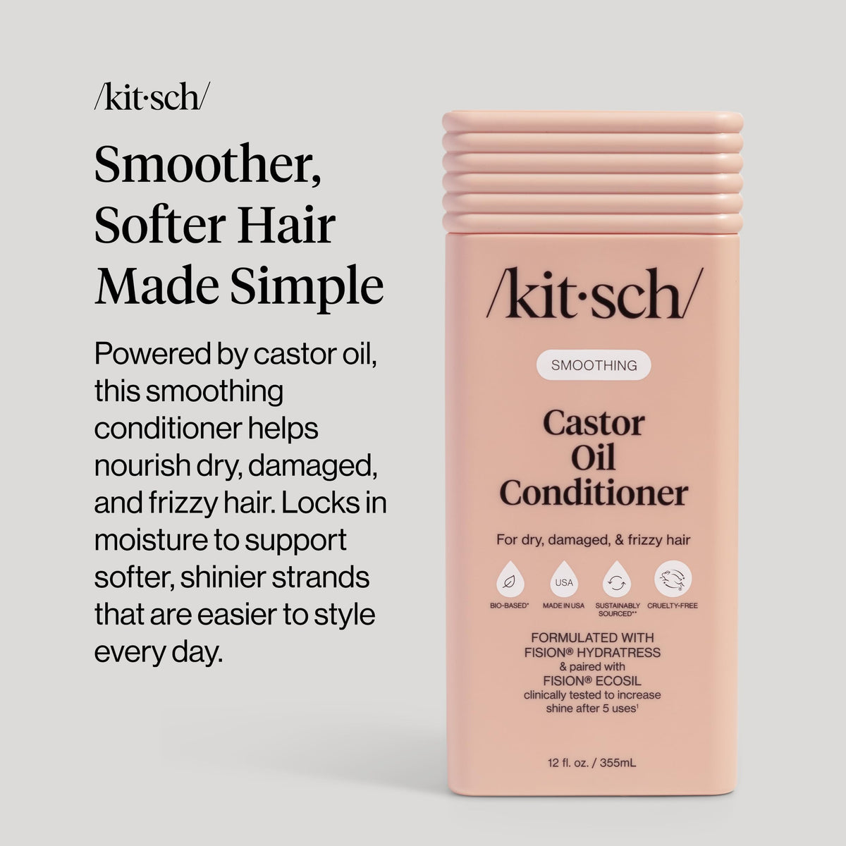 Kitsch before and after hair shine comparison showing improved gloss and reduced frizz