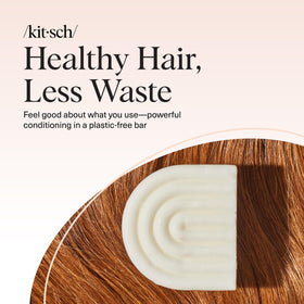 Kitsch shiny hair after use detail showing improved gloss and smoother-looking strands