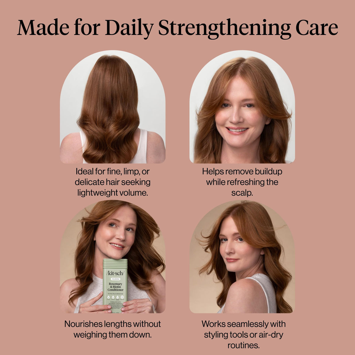 Kitsch before and after comparison displaying increased hair volume and shine