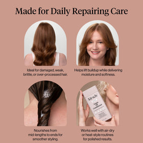 Kitsch before and after showing smoother, shinier hair results