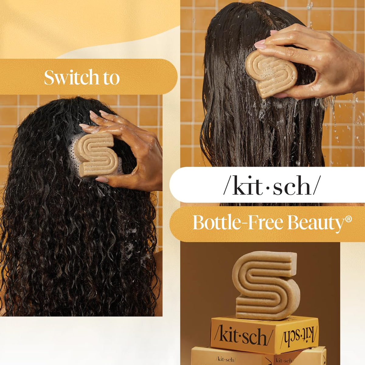 Kitsch before and after texture example showing improved manageability and shine