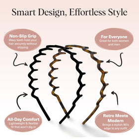 Kitsch black headband worn casually demonstrating polished styling