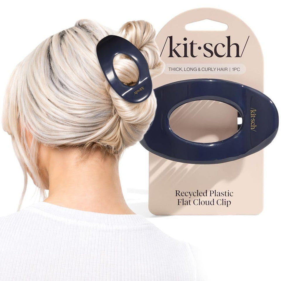Kitsch front view of Blue Orchid large flat claw clip showing sleek style and secure hold