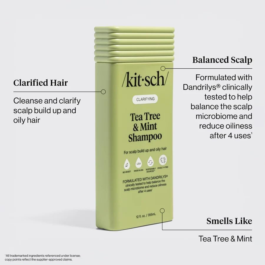 kitsch bottle label detail highlighting tea tree and mint benefits