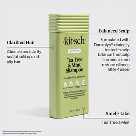 kitsch bottle label detail highlighting tea tree and mint benefits