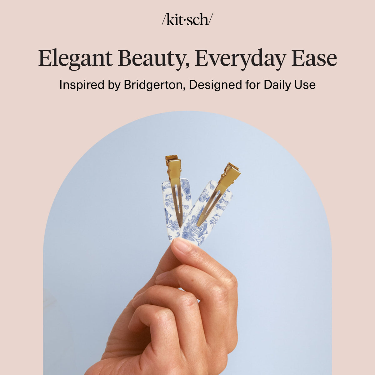 Kitsch lifestyle flatlay with clips and beauty tools, elevates daily routines