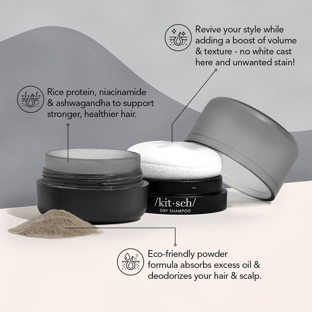 Kitsch close-up of the washable built-in puff, neat precise application benefit
