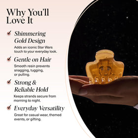 Kitsch C-3PO close-up glitter finish capturing light, provides sparkling style accent