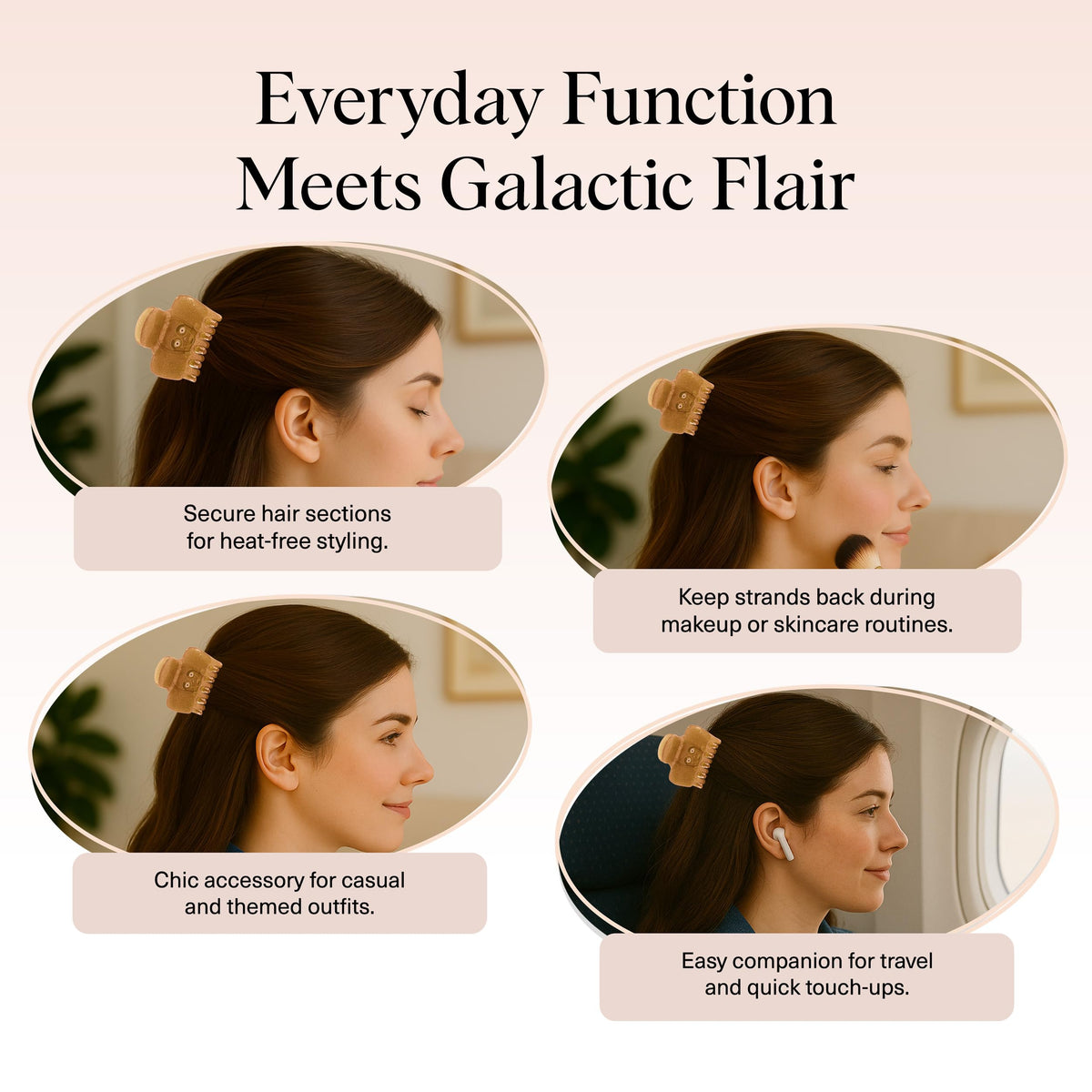Kitsch C-3PO styled in a high bun showing reliable hold for thick hair textures