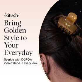 Kitsch C-3PO in a beach setting among accessories showing durable, lightweight packing