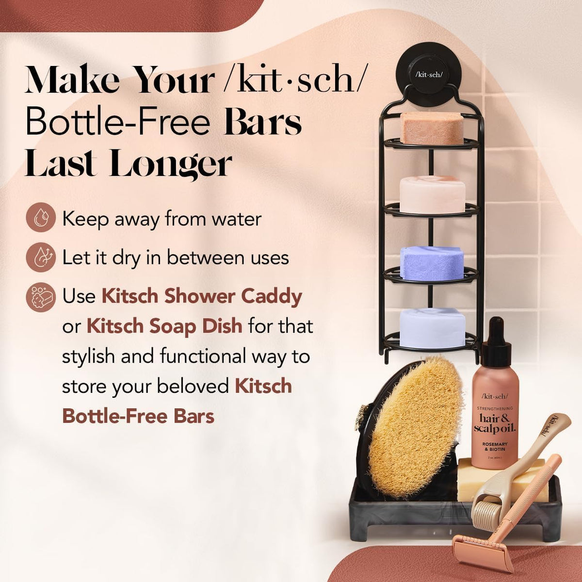 Kitsch bar staged in bathroom setting showing eco-friendly routine