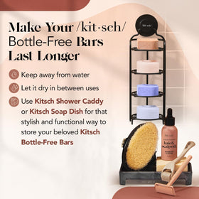 Kitsch bar staged in bathroom setting showing eco-friendly routine