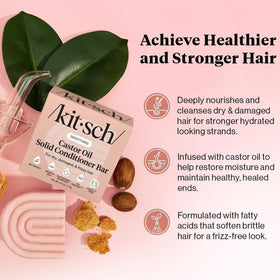 Kitsch castor oil conditioner bar top view highlighting compact shape